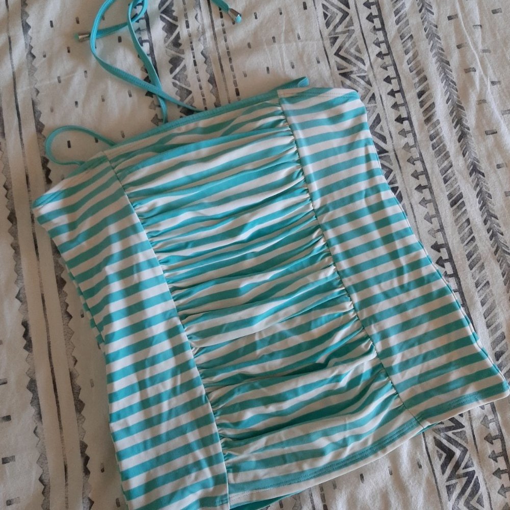 Lime Ricki Ruched Tankini Halter Top